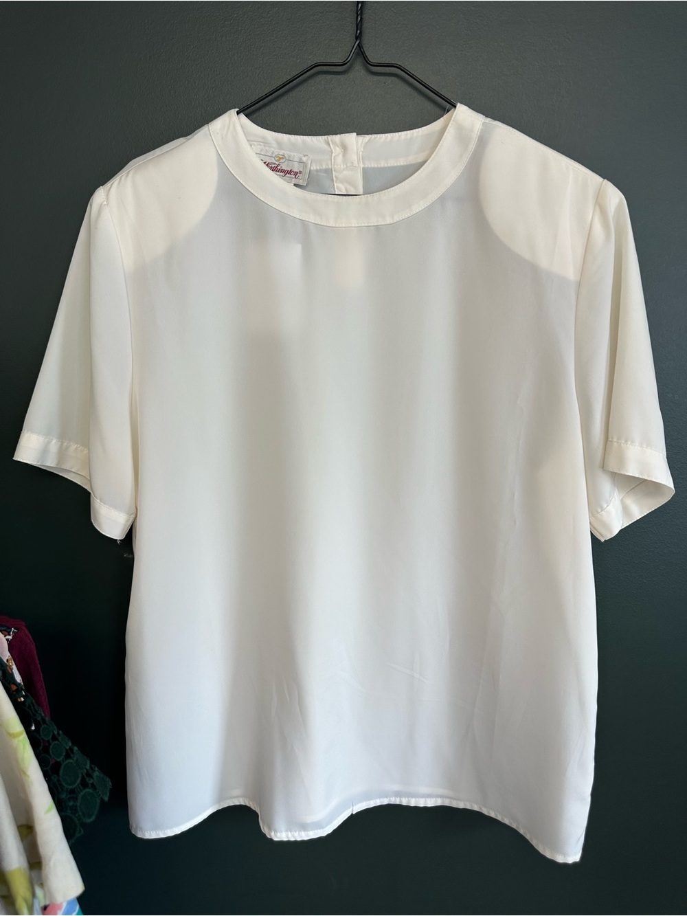 Worthington White Short-Sleeve Crewneck Blouse